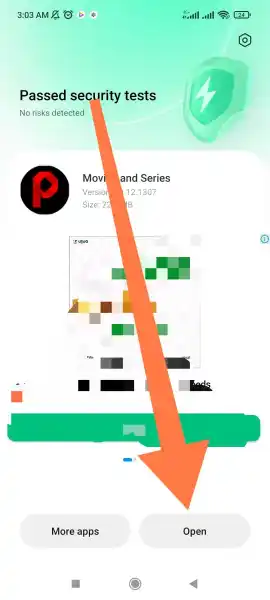 Pobreflix APK Atualizado 2026: Download Seguro e Guia Completo para Android 14 Botão Abrir exibido após concluir a instalação do Pobreflix APK no Android