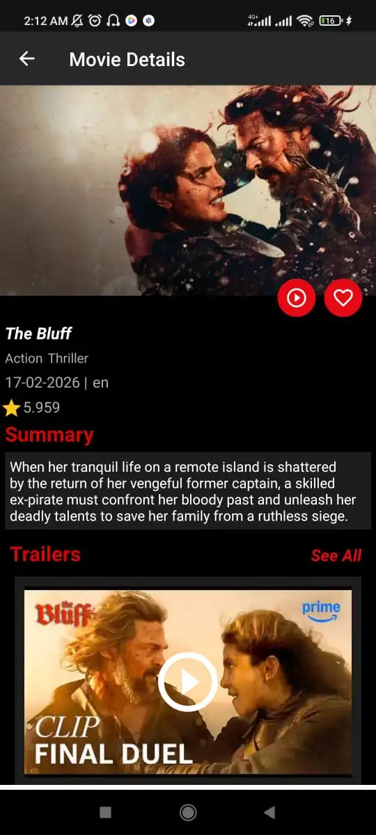 Pobreflix APK Atualizado 2026: Download Seguro e Guia Completo para Android 4 Tela de detalhes de filme no aplicativo com sinopse e opções de reprodução