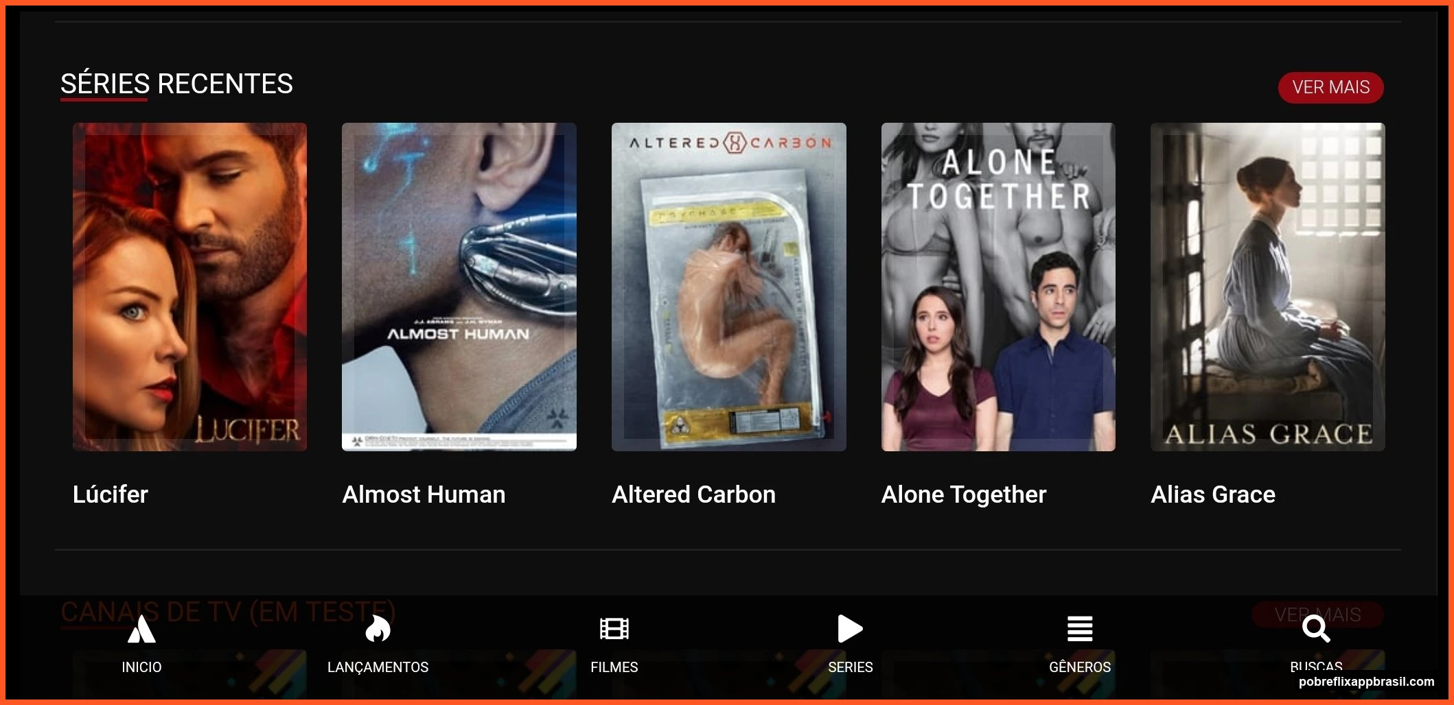 Pobreflix HD: Como Melhorar Qualidade, Audio e Legendas 2 Menu de categorias do Pobreflix APK